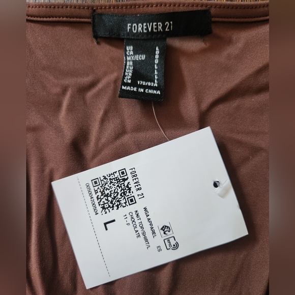 NWT Forever 21 Double Lined Crop Top/Brown/Large - Picture 2 of 2